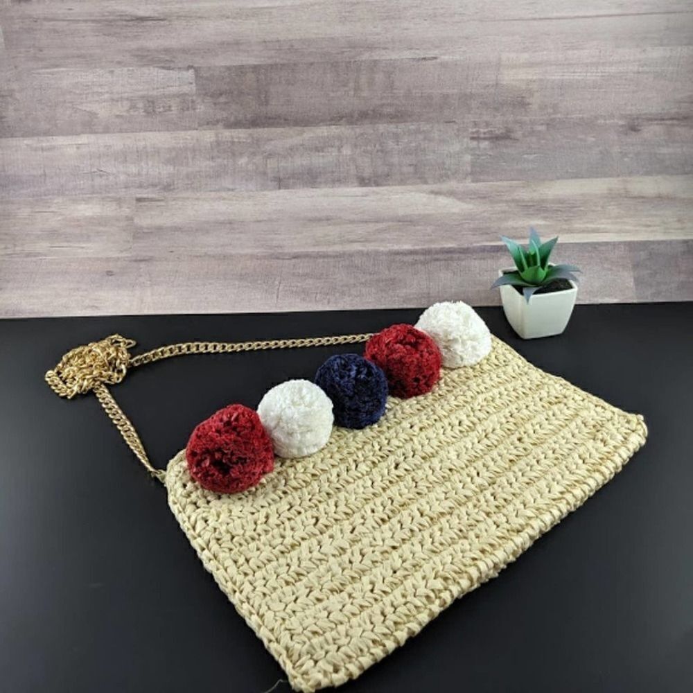 Red White and Blue Pom Pom Crossbody